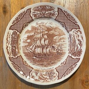 Vintage Brown Nautical Plate